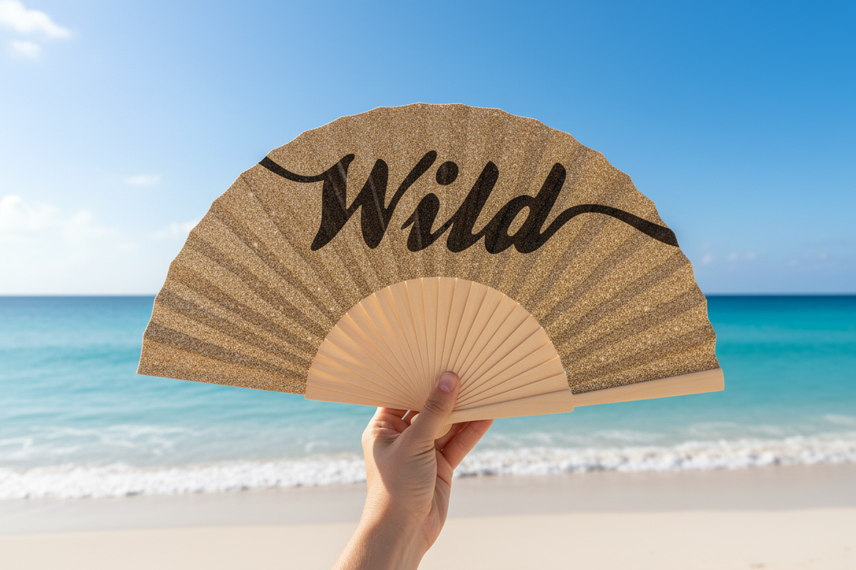 Wild Champagne Glitter 23cm fan